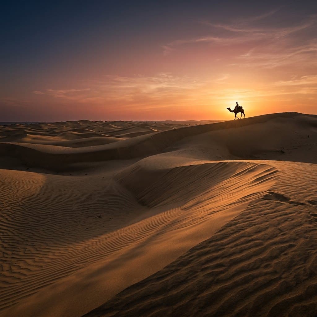 Khuri Sand Dunes Jaisalmer at golden hour